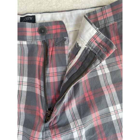 J Crew Plaid Gramercy Shorts Mens Size 36 Chino 100% Cotton Gray Pink - Picture 9 of 12